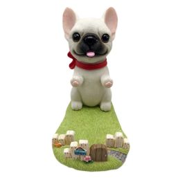 Cute Resin Dog Mobile Phone Support Stand Cartoon French Bulldog Business Card Holder Car Number Plate