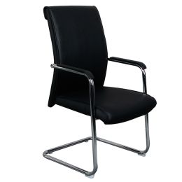 Hot Sell Office Furniture No Wheel Leather Metal Frame Meeting Conference Room Computer Chair