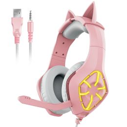 New Gaming Headset with Detachable Cat Ears, for Xbox One S/PlavStaion 4/PS Vita/PC/Laptop/Android Device/iOS Device, with Surround Sound, RGB LED Lig