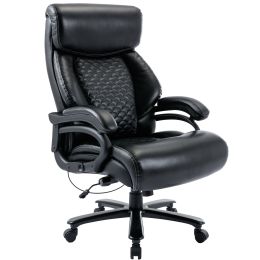 Big and Tall 400lbs Office Chair- Adjustable Lumbar Support Quiet Wheels Heavy Duty Metal Base, High Back Large Executive Computer Desk Chair,black