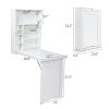 Modern Compact Wood Wall Mounted Folding Desk Cabinet Convertible Writing Desk for Home Office with Storage;  White