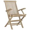 Folding Patio Chairs 4 pcs Gray 22"x24"x35" Solid Wood Teak