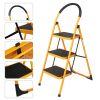 3 Step Ladder Folding Step Stool, Anti-Slip with Rubber Hand Grip, Portable Home and Kitchen Anti-Slip Stepladder, RT