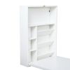Modern Compact Wood Wall Mounted Folding Desk Cabinet Convertible Writing Desk for Home Office with Storage;  White
