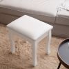 PU leather cushion curved leg solid wood square stool - White