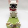Cute Resin Dog Mobile Phone Support Stand Cartoon French Bulldog Business Card Holder Car Number Plate
