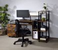 Lyphre Computer Desk; Weathered Oak & Black Finish
