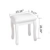 PU leather cushion curved leg solid wood square stool - White