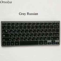 Mini Bluetooth Keyboard Ultra Thin Portable Wireless Keyboard Russian/Spanish/Arabic/Hebrew Layout for Tablet/iPad/Laptop/Phone (Color: Russian-Gray, Ships From: China)