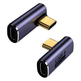 USB C Adapter; 90 Degree Right Angle ; Type C Male To Female Adapter Extender Support 100W Fast Charging 40Gbps Data Transfer 8K@60Hz Video Output For (Color: In The Turn 90°, Style: USBC To USB C 2Pack)