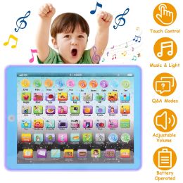 Kid Baby Toddler Tablet Toy Educational Learning Study Tablet Pad Gift for Aged 2 3 4 5 6 7 Girls Boys (Color: Blue)