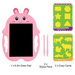 8.5in LCD Writing Tablet Electronic Colorful Graphic Doodle Board Kid Educational Learning Mini Drawing Pad with Lock Switch 2 Stylus Pens 2 Handles f (Type: Rabbit, Color: Pink)