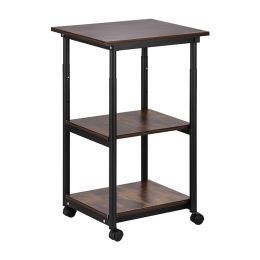 Home Office Adjustable Shelf Mobile Small Printer Table (Type: Side Table, Color: brown)