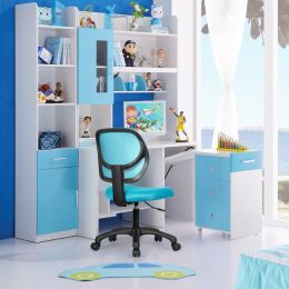 Low-back Computer Task Office Desk Chair with Swivel Casters for Kids (Color: Blue)