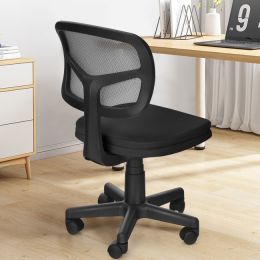 Armless Computer Chair with Height Adjustment and Breathable Mesh for Home Office (Color: Black)