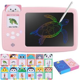 224 Words Toddler Learning Toy Talking Flash Cards with LCD Writing Tablet Preschool Educational Reading Drawing Machine Autism Sensory Toy 3+ Years O (Color: Pink)