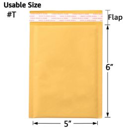 Kraft Bubble Mailers, Yellow Padded Envelope (Qty: 25Pcs, size: #T (5" x 6"))