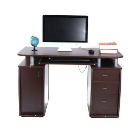 15mm MDF Portable 1pc Door Computer Desk with 3pcs Drawers  XH (Color: Coffee)