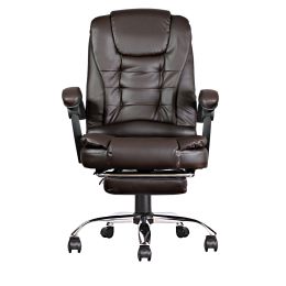 High Back Office Chair, Adjustable Ergonomic Office Chair, Executive PU Leather Swivel Work Chair with Lumbar Support, Computer Desk Chair with Footre (Color: amber, Material: pu)