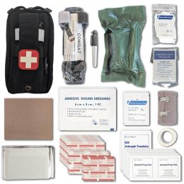 Field First Aid Kit (IFAK) | 44 Piece | Compact Personal First Aid Kit | Backpacking;  Camping;  Emergency;  Travel;  Tactical;  Go Bag;  Bug Out Bag; (Color: Black)