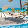 Patio Hanging Chaise Lounge Chair with Canopy Cushion Pillow and Storage Bag