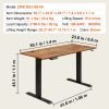 VEVOR Height Adjustable Desk, 3-Key Modes Electric Standing Desk, Whole Piece Desk Board, Sturdy Dual Metal Frame, Max. Loading 180 LBS Computer Sit S